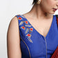 Royal Blue Hand Embroidered Cotton Silk Sleeveless Blouse