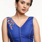 Royal Blue Hand Embroidered Cotton Silk Sleeveless Blouse