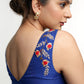 Royal Blue Hand Embroidered Cotton Silk Sleeveless Blouse