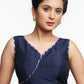 Stylish Navy Blue Gotta-Patti Cotton Silk Blouse