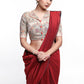 Plan Red Cotton Silk Saree