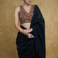 Exclusive Kalamkari Print Sleeveless Blouse with Mustard & Maroon Detailing