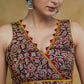 Exclusive Kalamkari Print Sleeveless Blouse with Mustard & Maroon Detailing