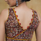 Exclusive Kalamkari Print Sleeveless Blouse with Mustard & Maroon Detailing
