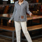Smart Blue Cotton Checkered Shirt Highlighted with Beautiful Kutch Mirrorwork Patch