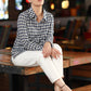 Smart Blue Cotton Checkered Shirt Highlighted with Beautiful Kutch Mirrorwork Patch