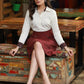 Exquisite Cotton Indo-Western Office Wear Formal Skirt with Ajrakh Detailing and Shirt Optional