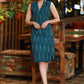 Classic Teal Ikat Office Wear Skirt with Optional Waist Coat