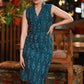 Classic Teal Ikat Office Wear Skirt with Optional Waist Coat