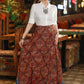 Beautiful Kalamkari Long Skirt Highlighted with Indigo Border on Hemline with Optional White Shirt