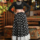 Exquisite Black Polka Dot Ikat Skirt with Beautiful Patchwork Ikat Borders on Hemline