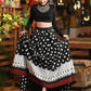Exquisite Black Polka Dot Ikat Skirt with Beautiful Patchwork Ikat Borders on Hemline