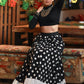 Exquisite Black Polka Dot Ikat Skirt with Beautiful Patchwork Ikat Borders on Hemline