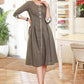 Exclusive Grey Cotton Dress with Ikat Detaling on Sleeves