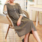 Exclusive Grey Cotton Dress with Ikat Detaling on Sleeves