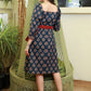 Elegant Navy Blue Cotton Printed Ajrakh Dress with Attached Belt