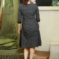 Subtle Black Ikat A-Line Dress with Side Plain Panels