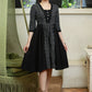Subtle Black Ikat A-Line Dress with Side Plain Panels