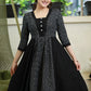 Subtle Black Ikat A-Line Dress with Side Plain Panels