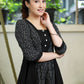 Subtle Black Ikat A-Line Dress with Side Plain Panels