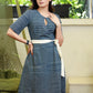 Stylish Cotton Blue Checkered Dress with Matching Off-White Belt