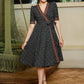 Trendy Black Ikat Overlap Dress Highlighted with Matching Ikat Border