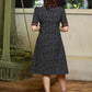 Trendy Black Ikat Overlap Dress Highlighted with Matching Ikat Border