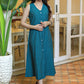 Classy Teal Cotton Striped Ikat Dress