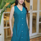 Classy Teal Cotton Striped Ikat Dress