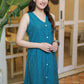 Classy Teal Cotton Striped Ikat Dress