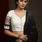 Madhubani Painting Ikkat Combination Off White Cotton Blouse