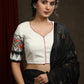 Madhubani Painting Ikkat Combination Off White Cotton Blouse