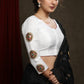 White Cotton Silk Kutch Embroiderd Patch Work Blouse