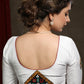 White Cotton Silk Kutch Embroiderd Patch Work Blouse