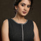 Elegant Black Line Ikkat Sleeveless Blouse