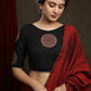 Plan Red Cotton Silk Saree