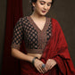 Plan Red Cotton Silk Saree