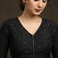 Hand Embroidered Black Cotton Silk blouse