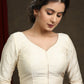 Hand Embroidered Off White Cotton Silk blouse