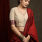 Plan Red Cotton Silk Saree