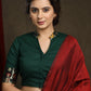 Plan Red Cotton Silk Saree