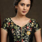 Beautifully Designed Black Brocade & Cotton Silk Combination Blouse