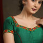 Beautiful Forest Green Kutch Mirror work Cap Sleeve Blouse
