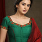 Beautiful Forest Green Kutch Mirror work Cap Sleeve Blouse