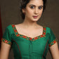 Beautiful Forest Green Kutch Mirror work Cap Sleeve Blouse
