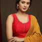 Red Cotton Silk Lace Highlight Sleeveless Cotton Silk Blouse