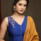 Classsy Blue Hand Embroidered Sleeveless Cotton Silk Blouse