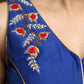 Classsy Blue Hand Embroidered Sleeveless Cotton Silk Blouse