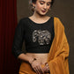 Black Thread Embroiderd Cotton Silk Blouse
