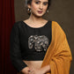 Black Thread Embroiderd Cotton Silk Blouse